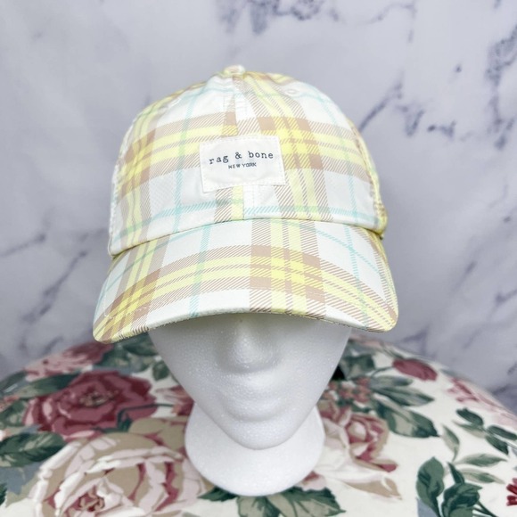 Rag & Bone | Addison Plaid Yellow Baseball Cap - Picture 1 of 12